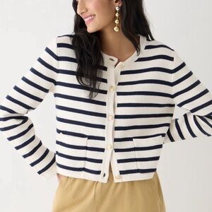 J Crew • Cream and Navy Stripe Emilie Lady Jacket